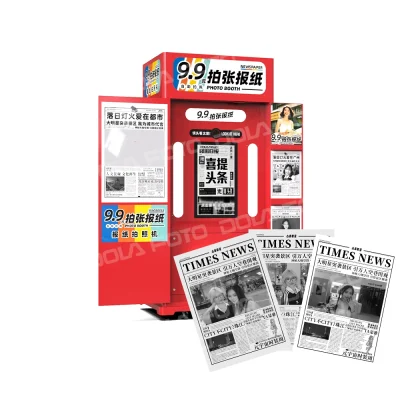 DOLA_FOTO_DIY_Theme_Trending_Photo_Booth_Interactive_Newsroom_Style_Kiosk_With_Customer_Editing_Headlines_In_B2B_Exhibition_Space.webp